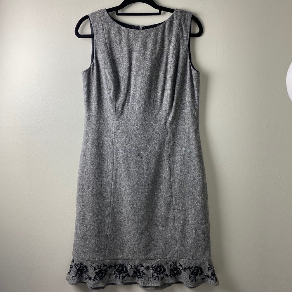 Loft Dress Wool Silk Blend Ruffle Hem - Picture 2 of 5